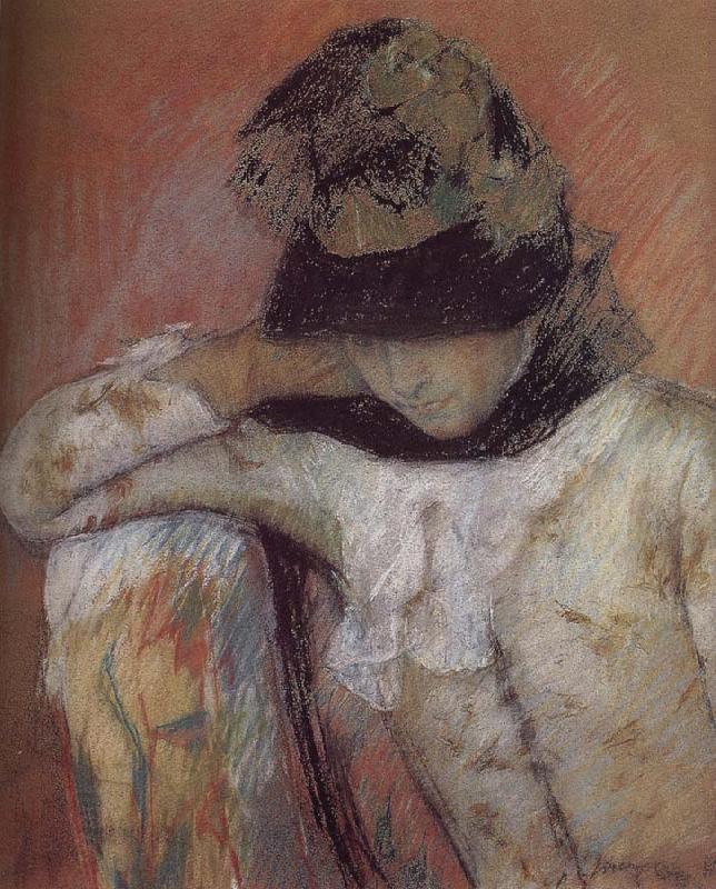 Mary Cassatt The young wearing the hat and looking down China oil painting art